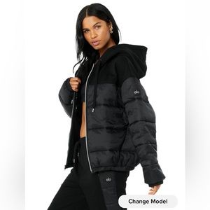 ALO Yoga Puffer Jacket Mash Up Jacket Coat Black Size Small NEW